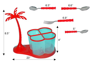 ambitionofcreativity in cutlery set coconut tree design dining cutlery set 24pcs