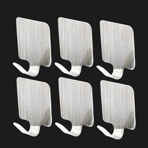 1370 multipurpose small rectangular stainless steel adhesive hooks set of 6