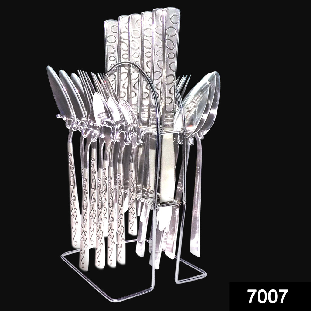 7007 stainless steel stylish cutlery set with spoons forks for stylish dining set of 24 pcs