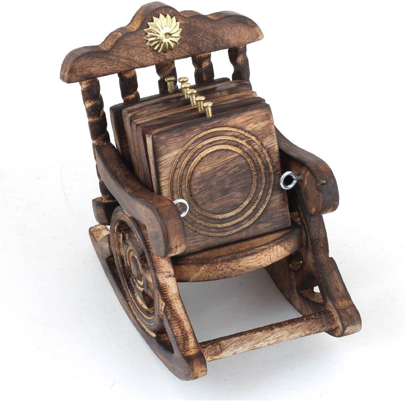 Handmade  Chair Shape Wooden Coaster Set of 6