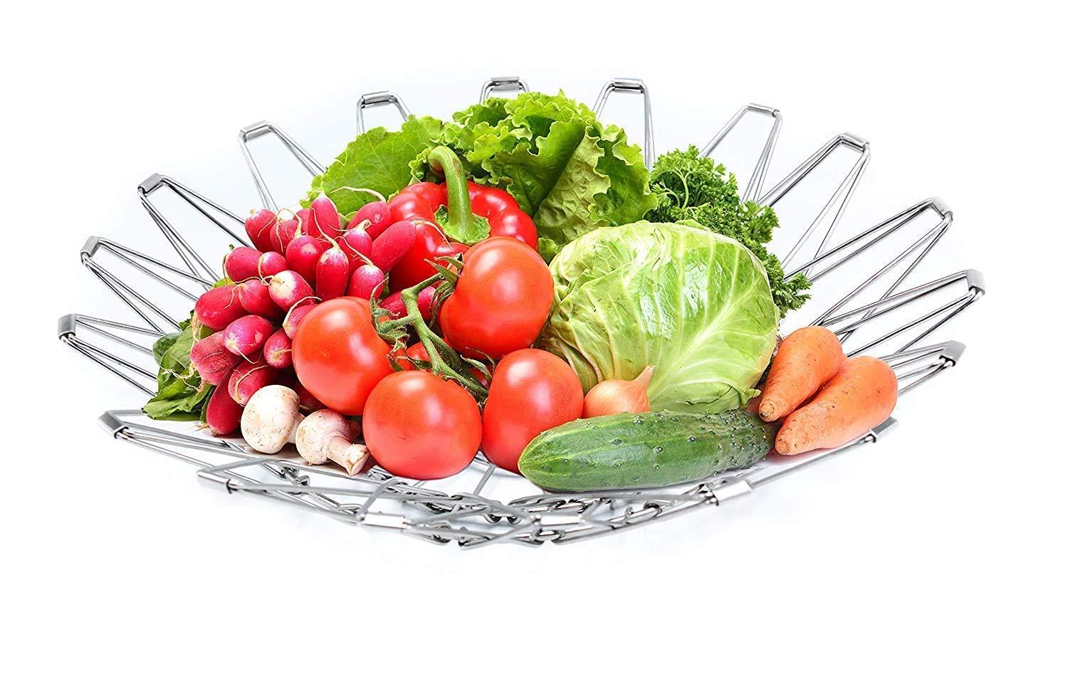 3040 multipurpose fruit basket stainless steel wire bowl foldable basket for vegetable fruits dining