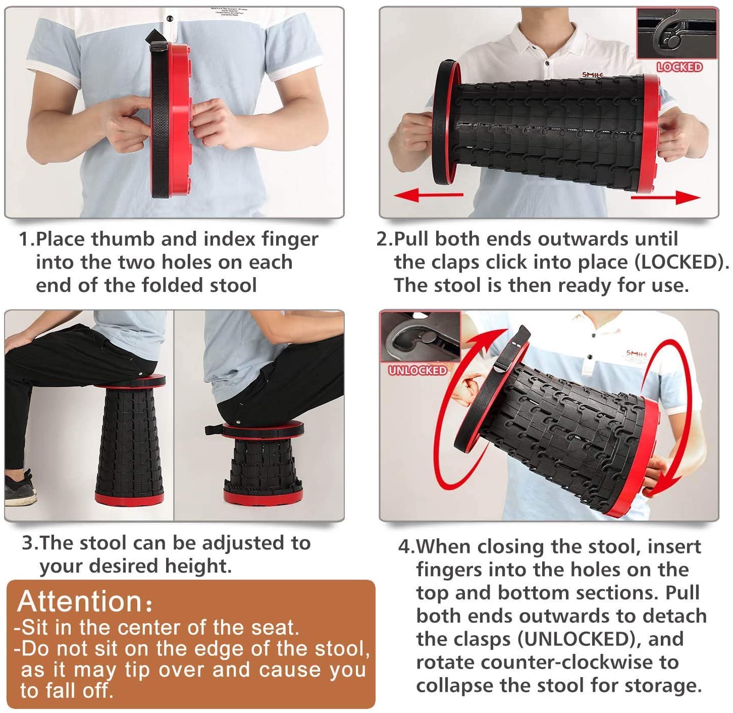 Retractable Portable Lightweight Folding Stool