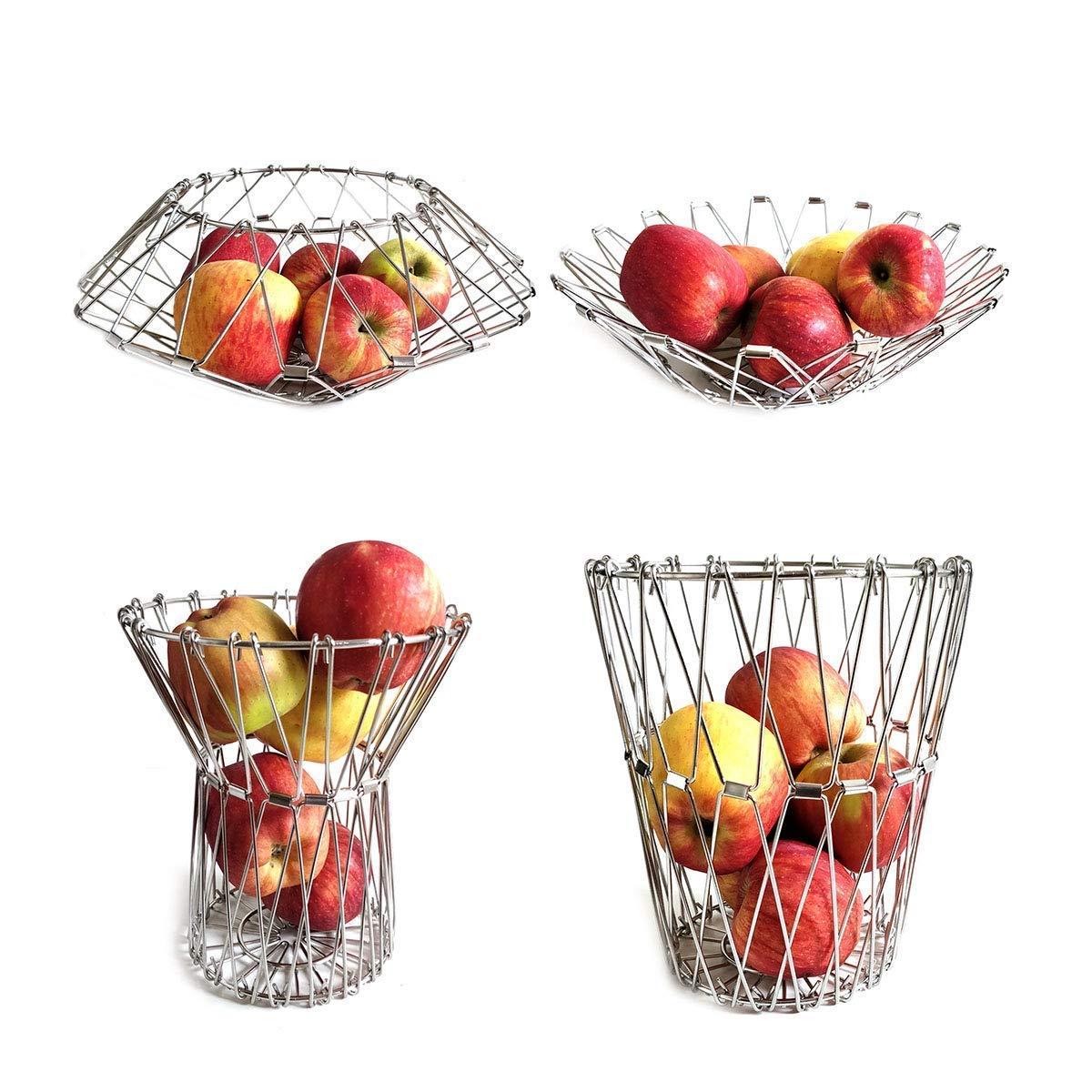 3040 multipurpose fruit basket stainless steel wire bowl foldable basket for vegetable fruits dining