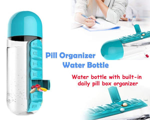 multicolor optional of 7 days pill tablet medicine organizer water drink bottle holder box 600ml