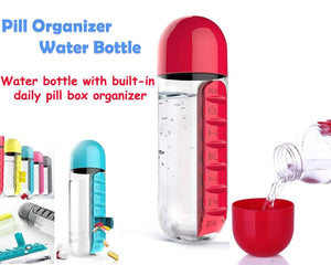 multicolor optional of 7 days pill tablet medicine organizer water drink bottle holder box 600ml