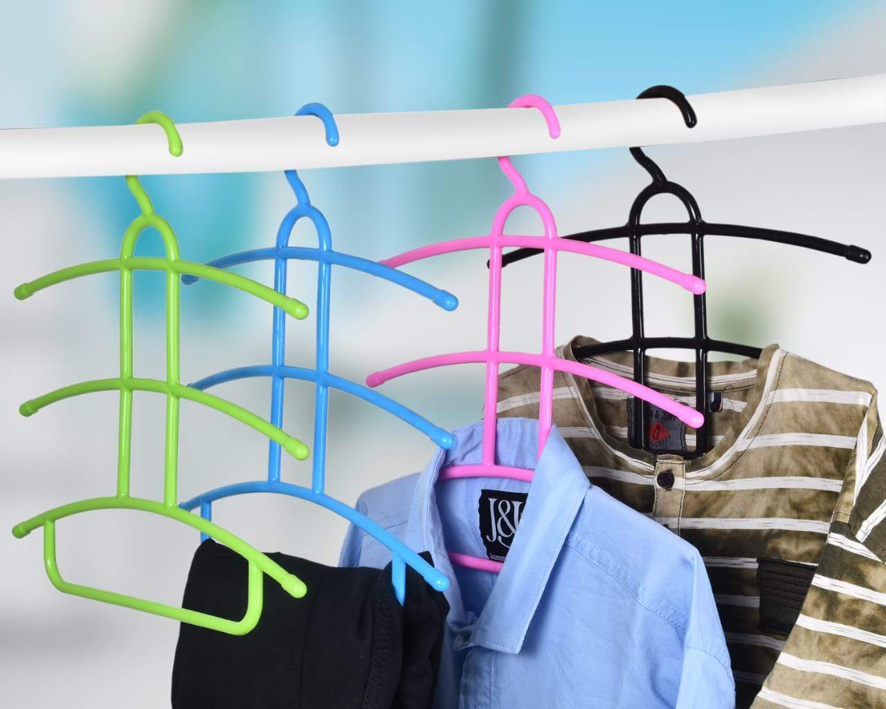 1273 multi layer fish bone shape clothing storage hanger drying rack