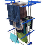 733 3 layer heavy duty stainless steel double pole foldable cloth dryer clothes drying stand