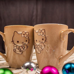 Ivory Color Kitty Print Milk & Coffee Mug Set of 6