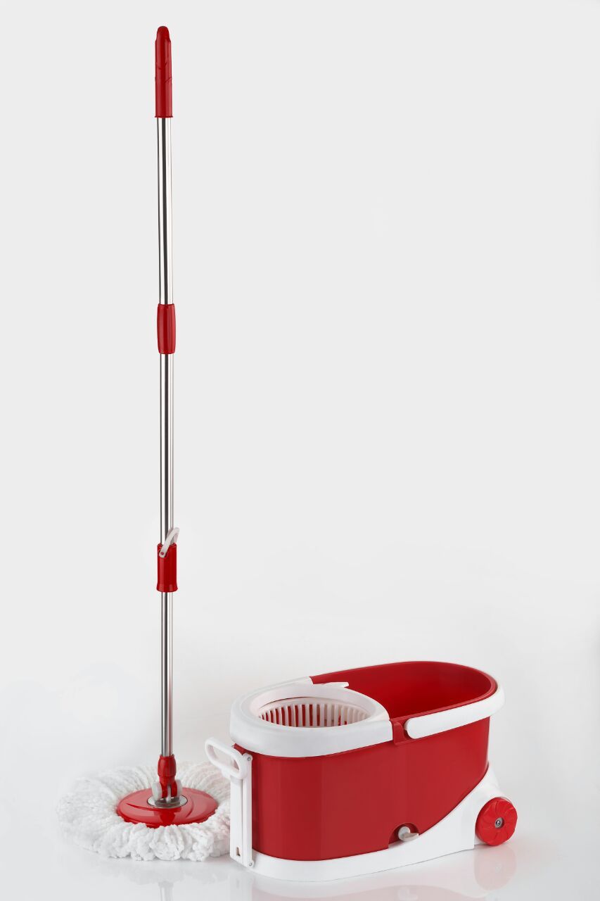 1268 heavy duty microfiber spin mop with plastic bucket