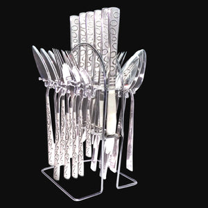 7007 stainless steel stylish cutlery set with spoons forks for stylish dining set of 24 pcs