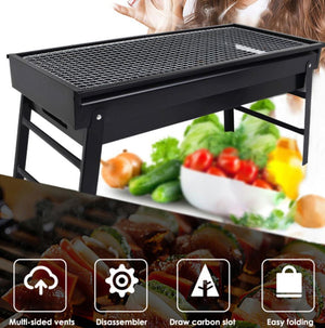 CHARCOAL BRIEFCASE STYLE PORTABLE FOLDING CHROMIUM STEEL BARBEQUE GRILL TOASTER BARBECUE