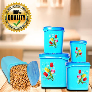 2239 container set for kitchen storage airtight food grade plastic pack of 4 3000ml 1500ml 1000ml 500ml