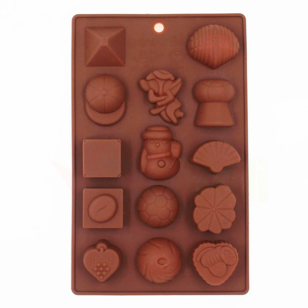 3502 silicone chocolate molds reusable multi shape 14 cavity candy baking mold brown 8 inch pack of 1