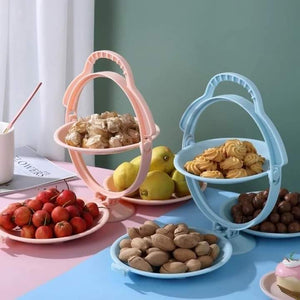 3 Plate Foldable Plastic Fruit, Vegetable ,Candy Basket Holder