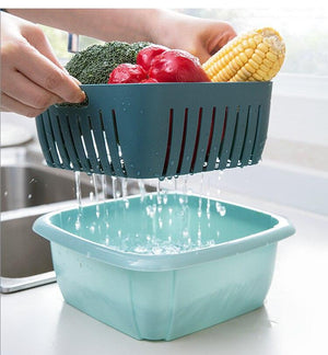 Double-Layer Kitchen Colander Drain Basin and Basket