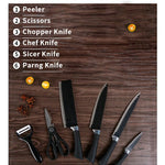 2285 stainless steel knife set with chef peeler and scissor 6 pieces