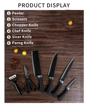 2285 stainless steel knife set with chef peeler and scissor 6 pieces