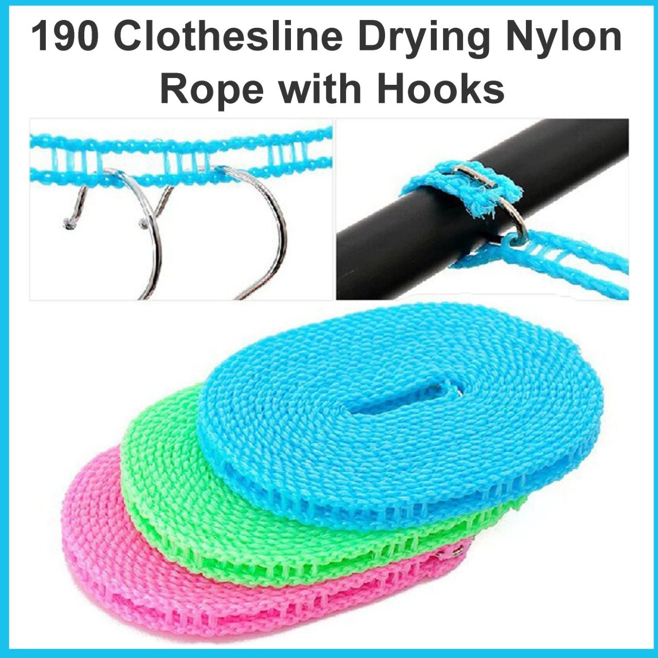 meters windprood anti slip clothes washing line drying nylon rope with hooks