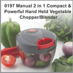 0197 manual 2 in 1 compact powerful hand held vegetable chopper blender