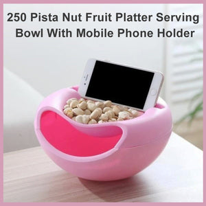 pista nut fruit platter serving bowl with mobile phone holder by homefast