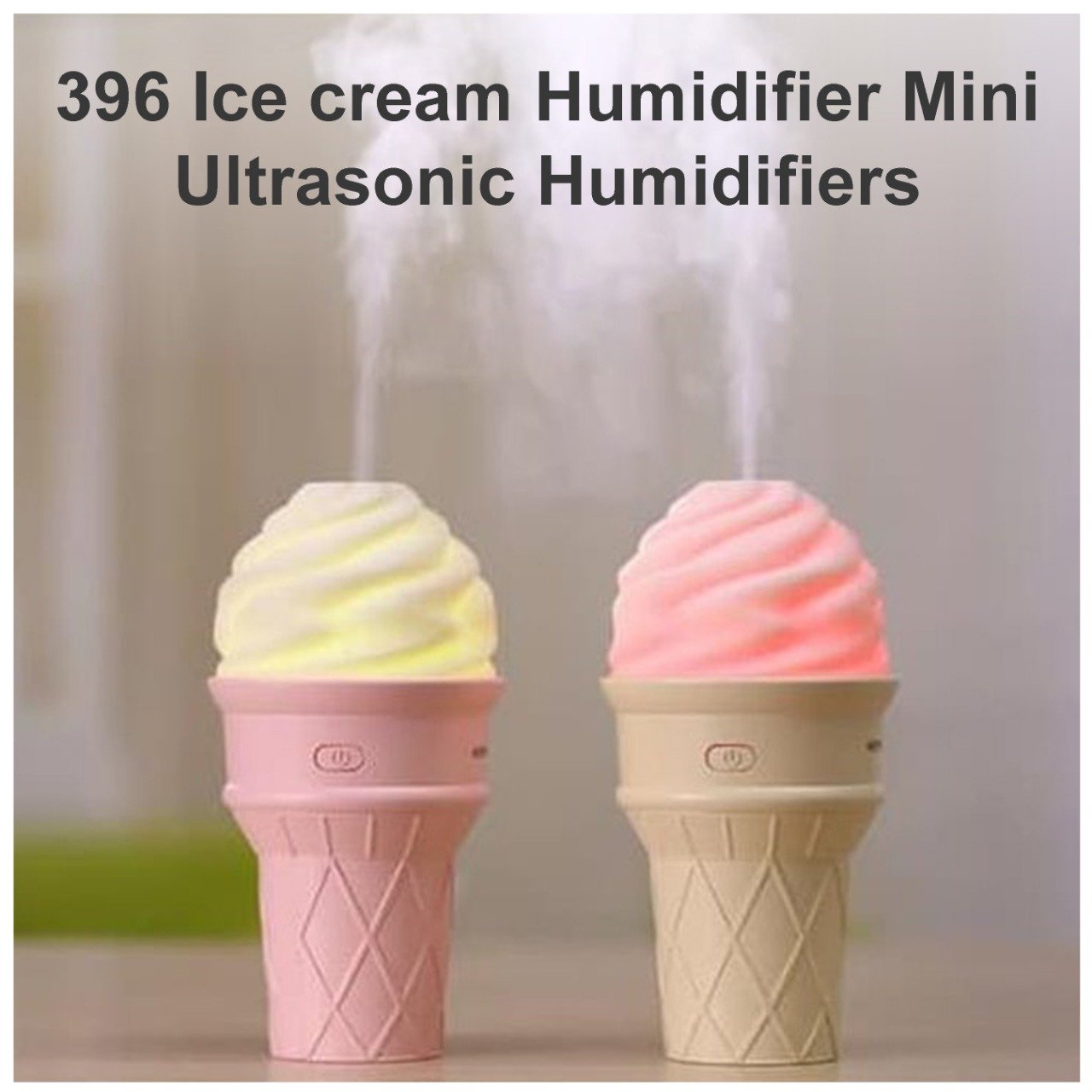 0396 Ice cream Humidifier Mini Ultrasonic Humidifiers Led Night Light Aroma Essential Oil Diffuser USB Fogger Car Air freshener - Ambitionofcreativity.in - Home Decor - Ambitionofcreativity.in