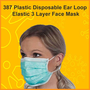 plastic disposable ear loop elastic 3 layer face mask blue