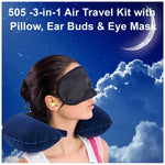 buyerzone cotton and polyester 3 in 1 air travel kit with pillow ear buds and eye maskassorted 1