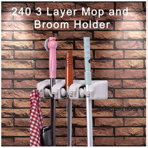 ambitionofcreativity in 3 layer mop and broom holder garden tool organizer multipurpose wall mounted