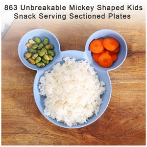 0863 Unbreakable Mickey Shaped Kids/Snack Serving Sectioned Plates (Assorted Colors) (Pack of 1)