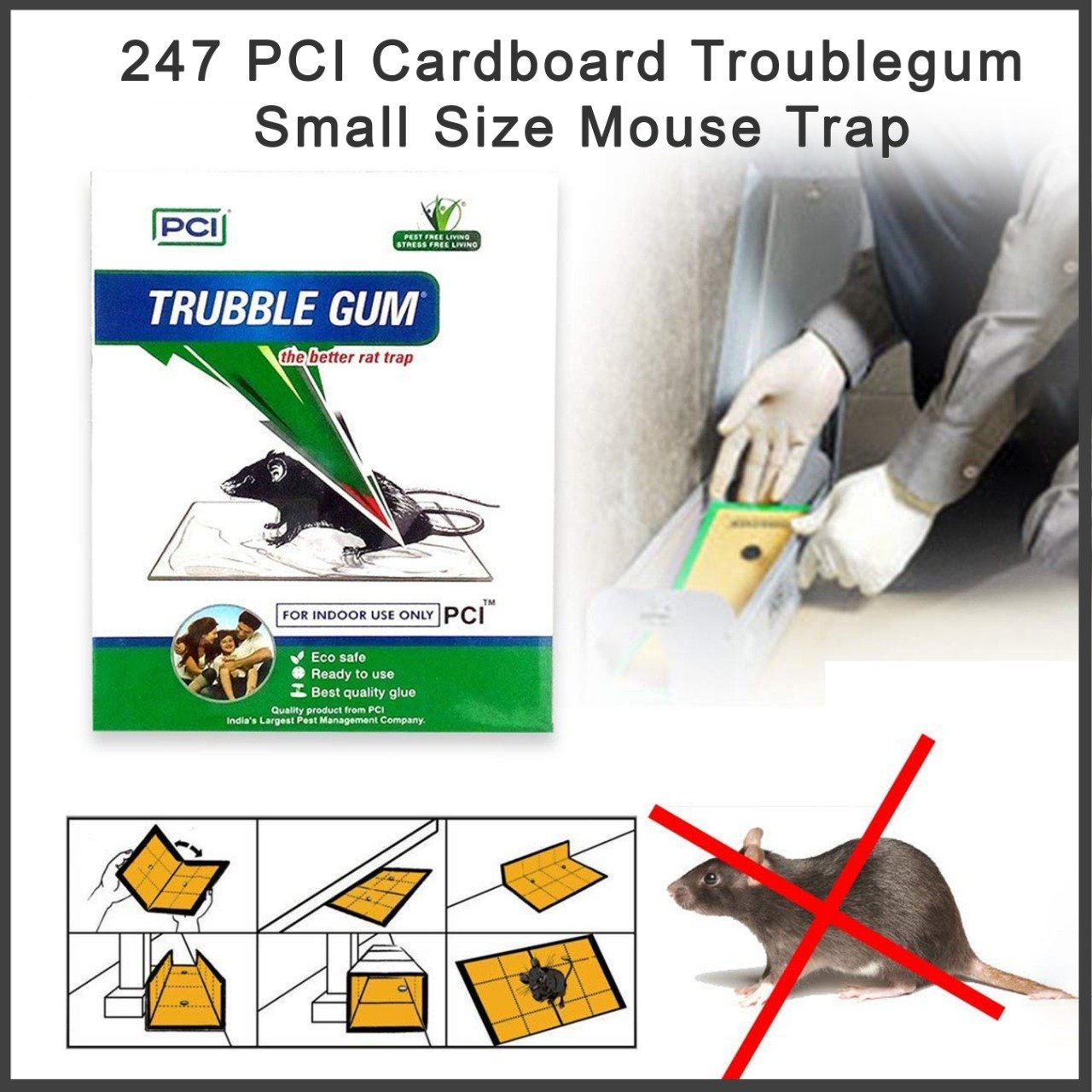 pci cardboard troublegum small size mouse trap pack of 1