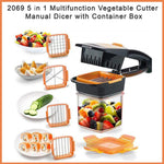 2069 5 in 1 multifunction vegetable cutter manual dicer with container box