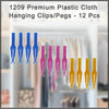 1209 premium plastic cloth hanging clips pegs 12 pcs