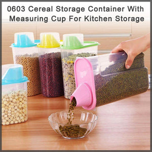 0603 cereal storage container with measuring cup for kitchen storage