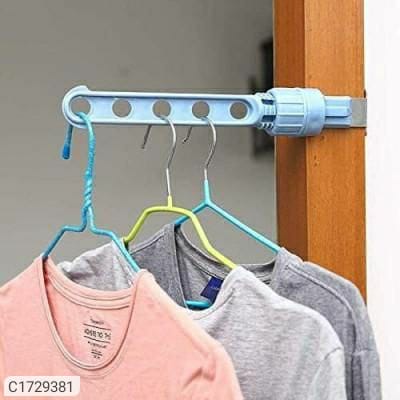 Multifunctional 5 Hole Clothes Hanging Drying Rack Balcony Window Frame Plastic Portable Indoor Outdoor