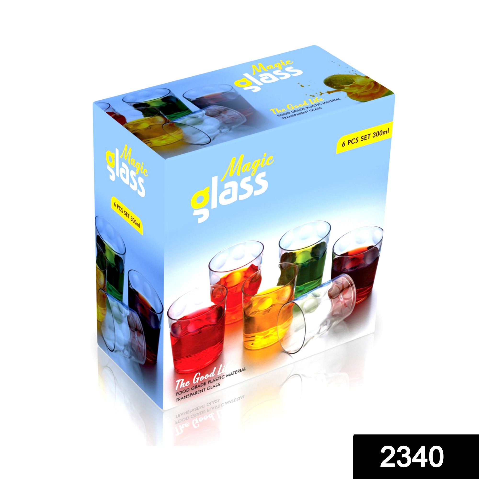 2340 multi purpose unbreakable drinking glass set of 6 pieces 300ml