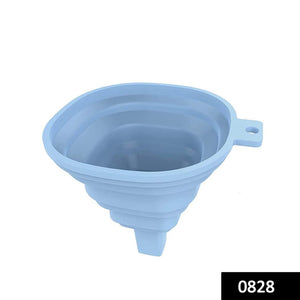 0828 flexible silicone foldable kitchen funnel for liquid powder transfer hopper food