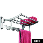 0491 stainless steel folding towel rack cum towel bar 18 inch