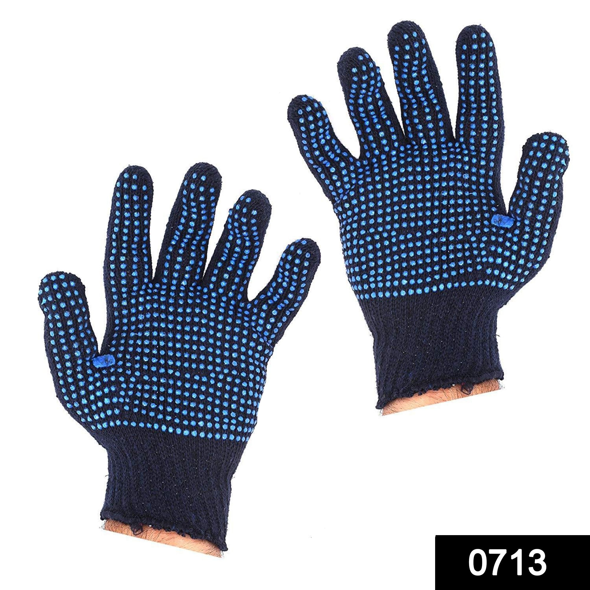 cotton polyester mens work gloves with pvc dotted string knit one size fits all