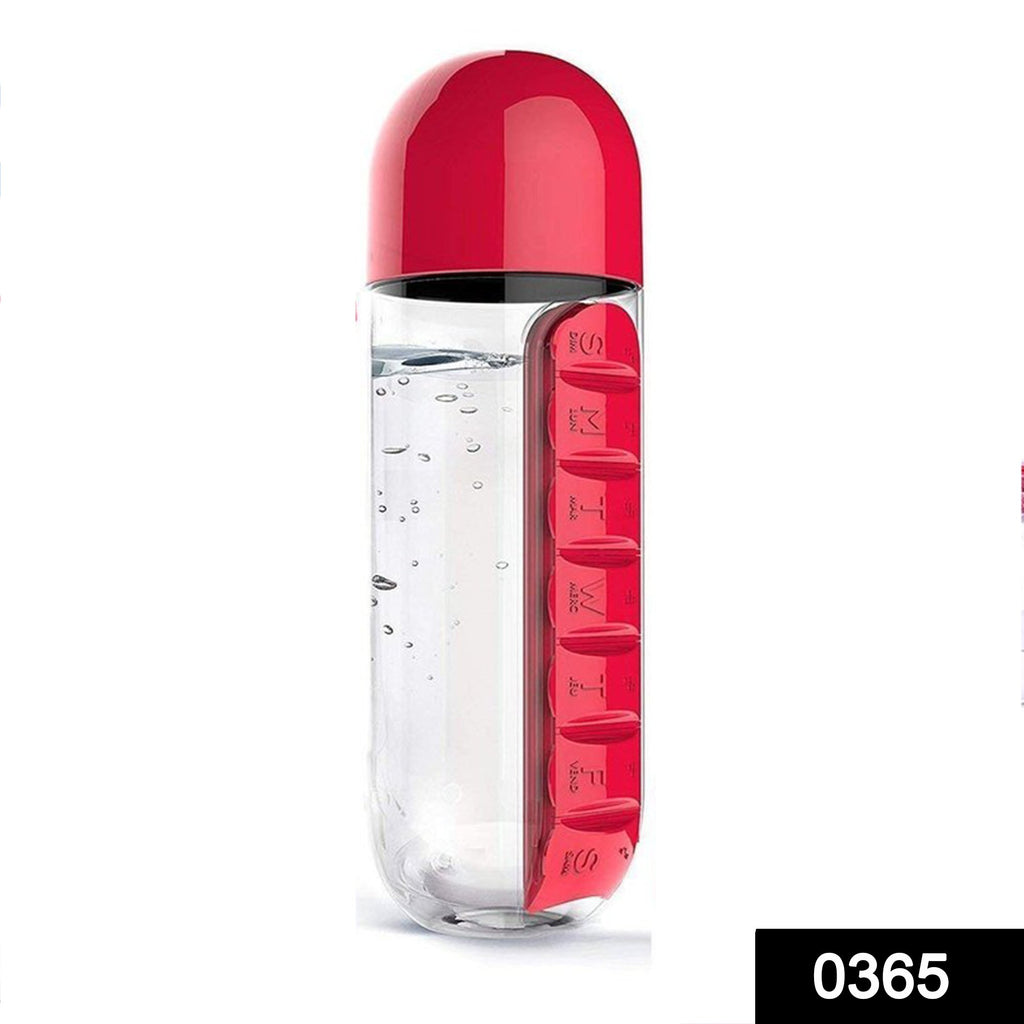 multicolor optional of 7 days pill tablet medicine organizer water drink bottle holder box 600ml