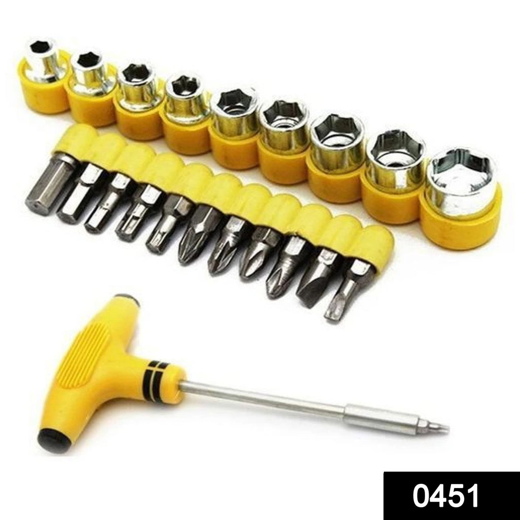 24pcs t shape screwdriver set batch head ratchet pawl socket spanner hand tools