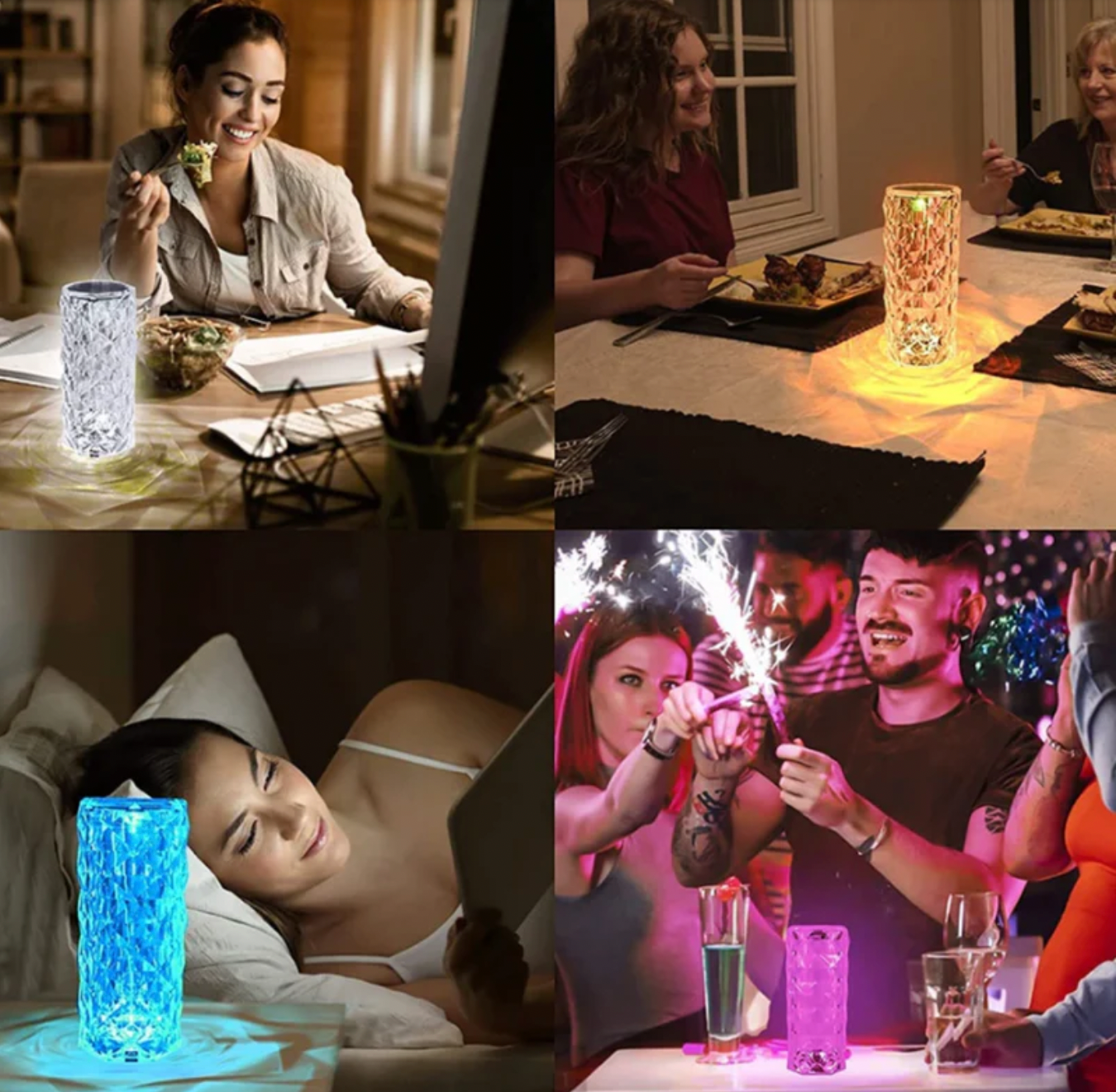 Crystal rose projection Touch Lamp with 16 colors