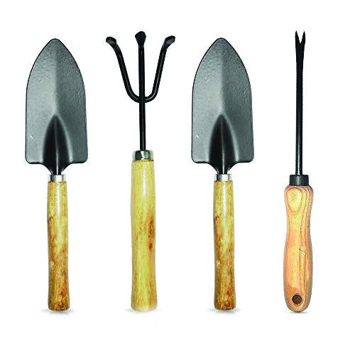 Gardening Tools kit Hand Cultivator, Small Trowel, Garden Fork (Set of 4)