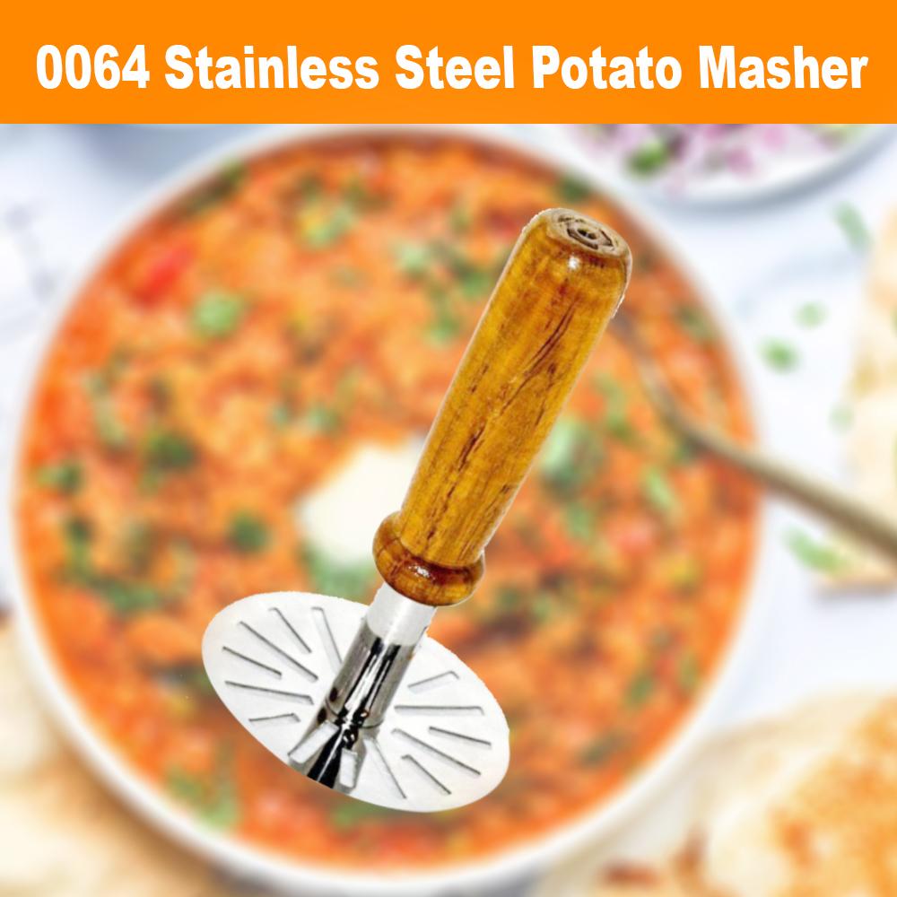 ambitionofcreativity in kitchen tools stainless steel potato masher pav bhaji masher with wooden handle