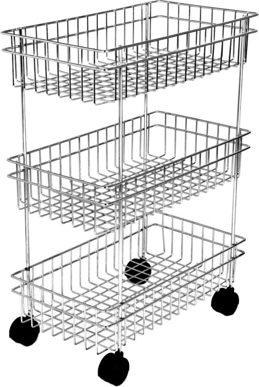 2107 3layer floor standing multi purpose storage organiser rack cart with wheels