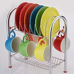 746_stainless steel 2 layer plate bowl stand kitchen utensil rack cutlery stand