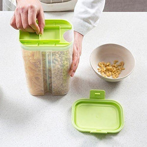 2146 plastic 2 sections air tight transparent food grain cereal storage container 2 ltr