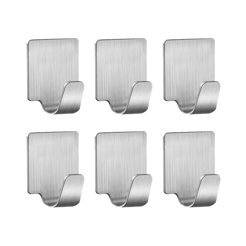 1370 multipurpose small rectangular stainless steel adhesive hooks set of 6