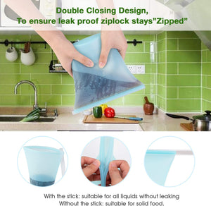 1172 silicone food bag reusable airtight seal storage container freezer leak proof 750ml