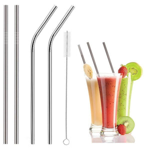 ambitionofcreativity in set of 4 stainless steel straws brush 2 straight straws 2 bent straws 1 brush