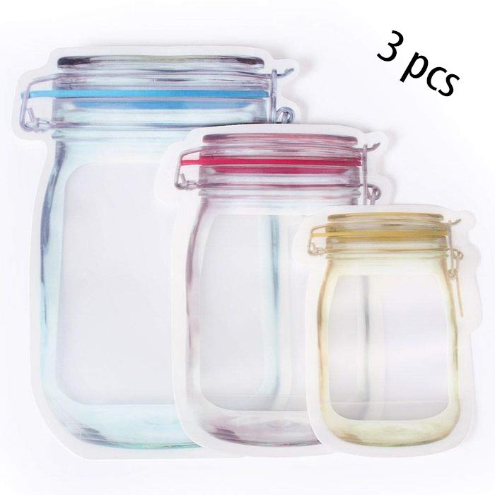 0855 plastics transparent jar shaped stand up pouch with zipper